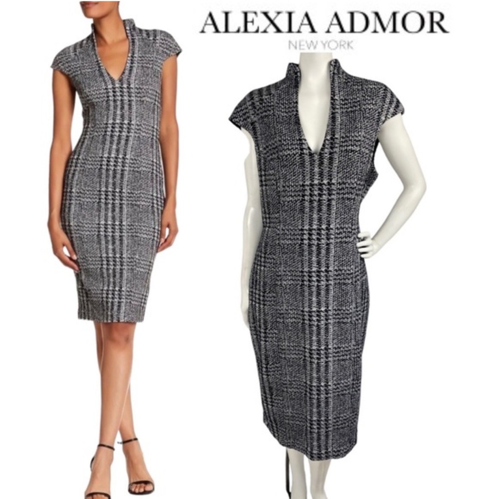 Alexia Admor Glenn Metallic Plaid Tweed Dress